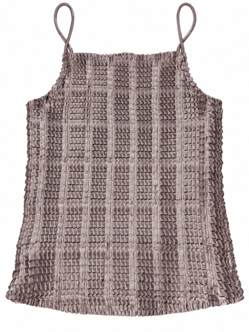Mauve Taupe Textured Check Spaghetti Strap Cami